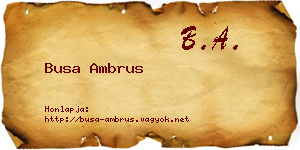 Busa Ambrus névjegykártya